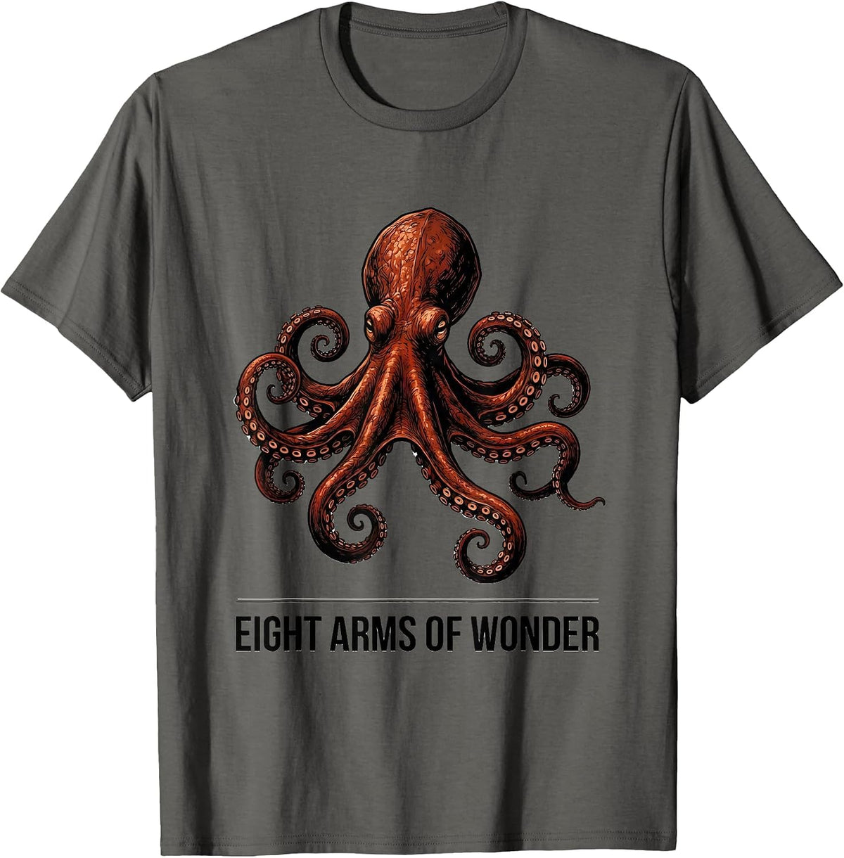 Eight Arms Of Wonder Octopus Lover Ocean Creature T-Shirt - Asphalt Grey