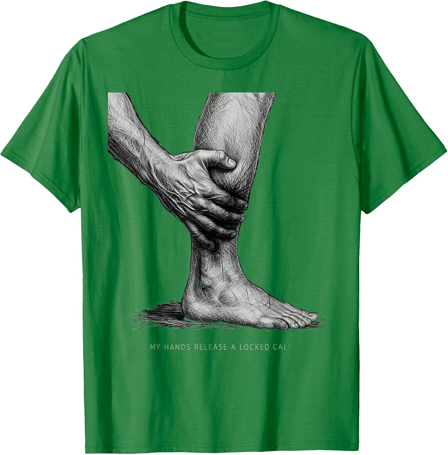 Men's My Hands Release A Locked Calf Funny Massage Therapist T-Shirt - Kelly Green