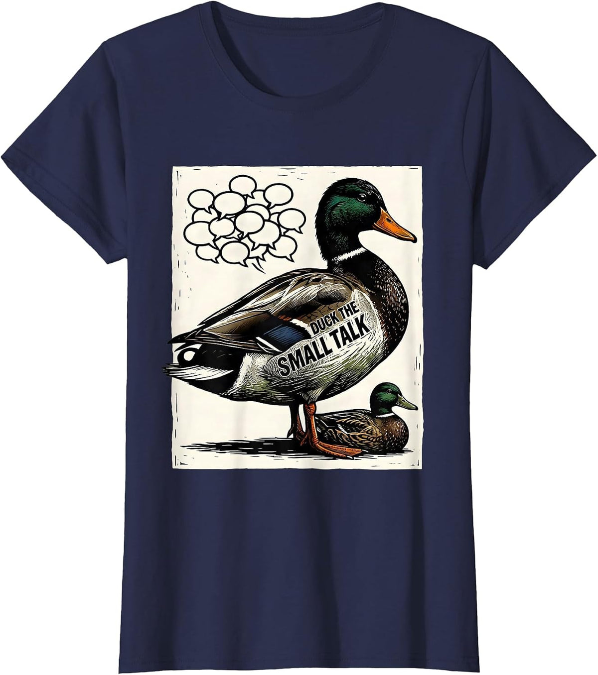 Women's Duck The Small Talk Funny Duck Hunter Hunting Humor Gift T-Shirt - Navy Blue