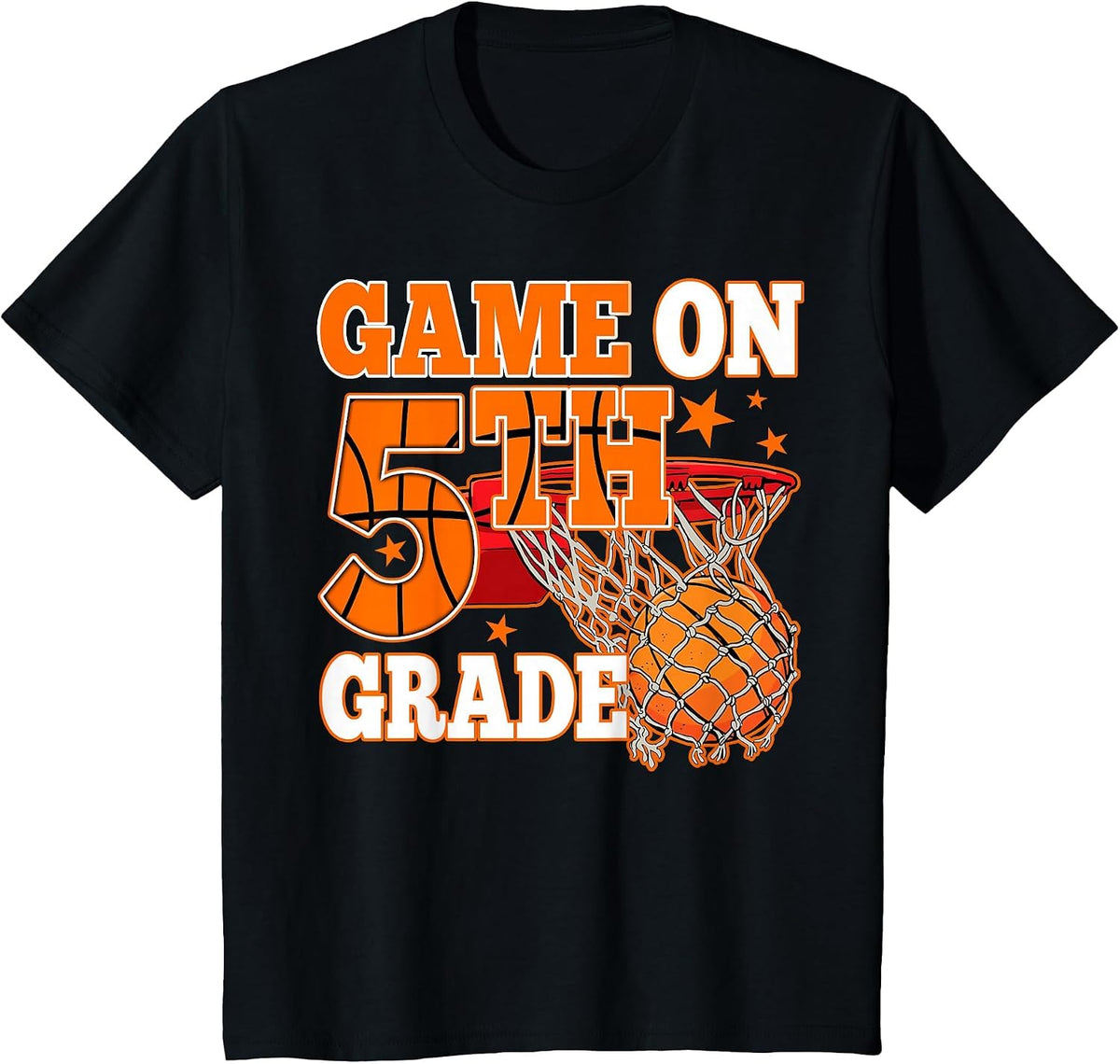 Boys Game On 5th Grade Basketball Back to School Teacher Kid T-Shirt - Black