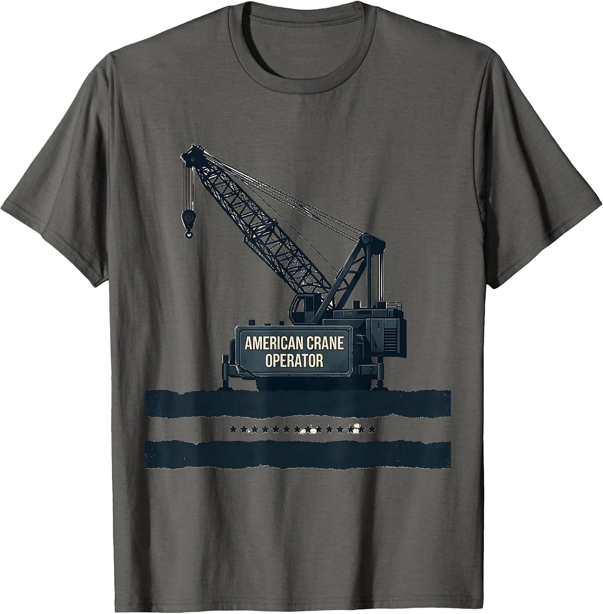 American Crane Operator Monochromatic Trade Pride T-Shirt - Asphalt Grey