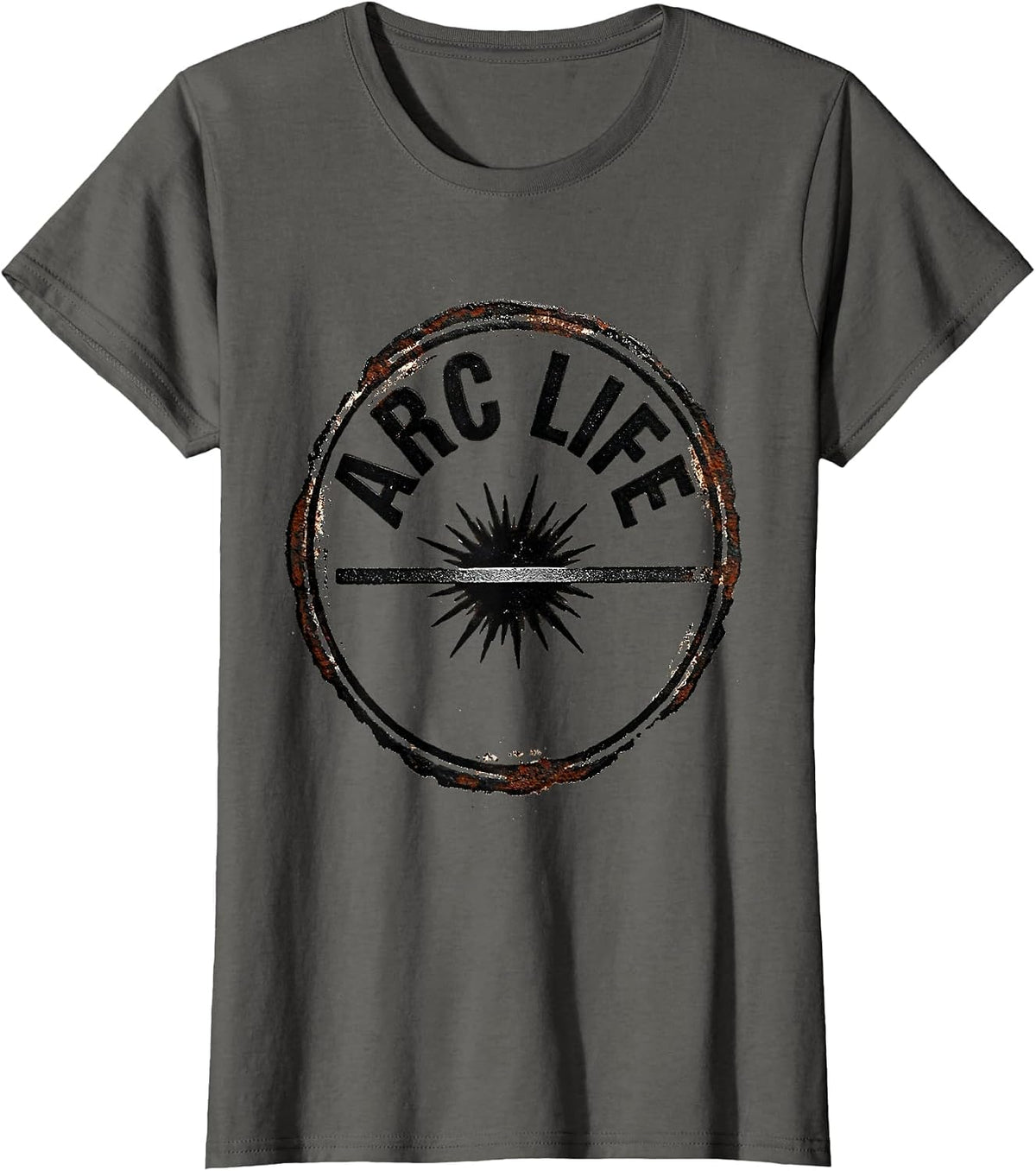 Women's Arc Life Rubber Stamp Welder Blue Collar Tradesperson Pride T-Shirt - Asphalt Grey