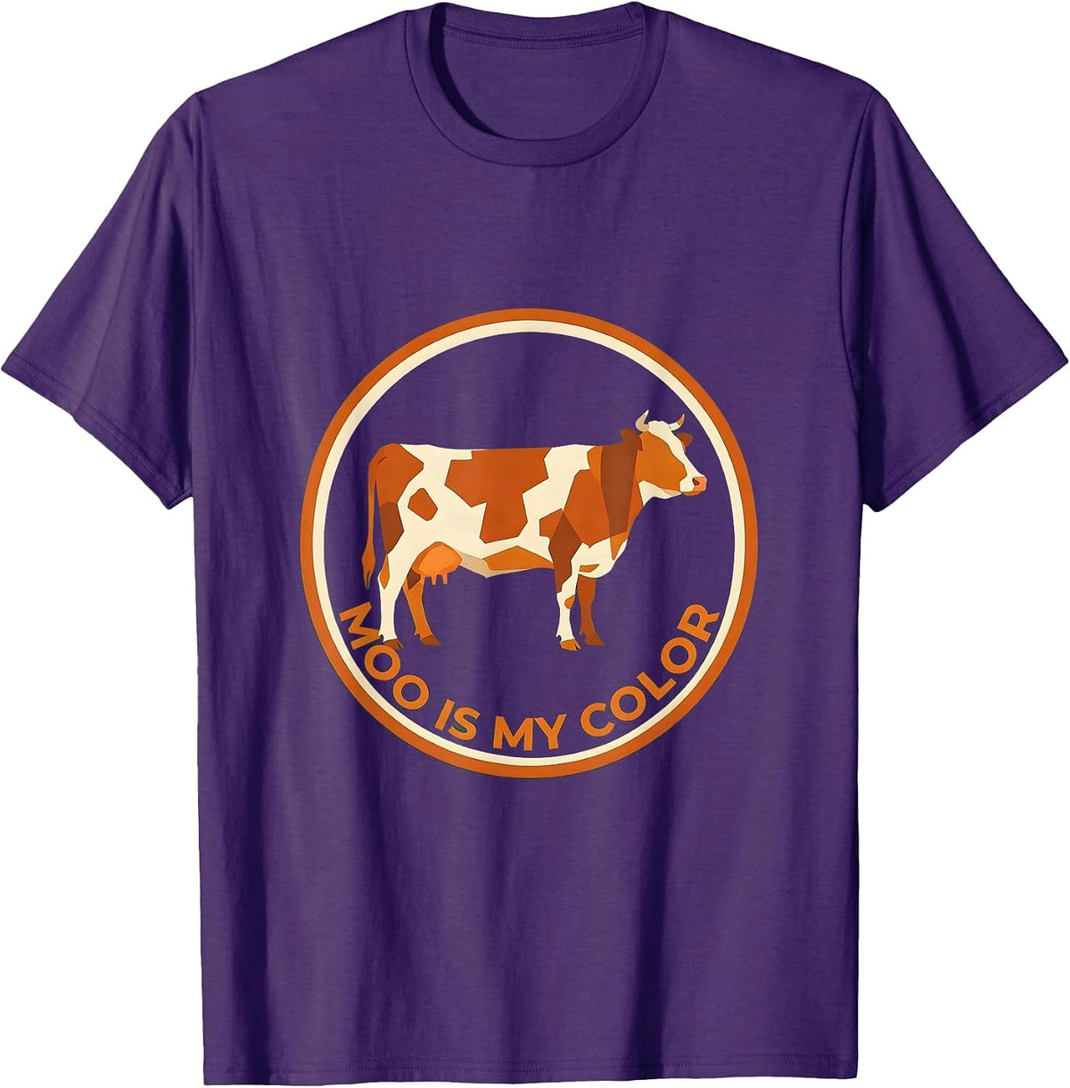 Men's Moo Is My Color Cow Print Design T-Shirt - Purple