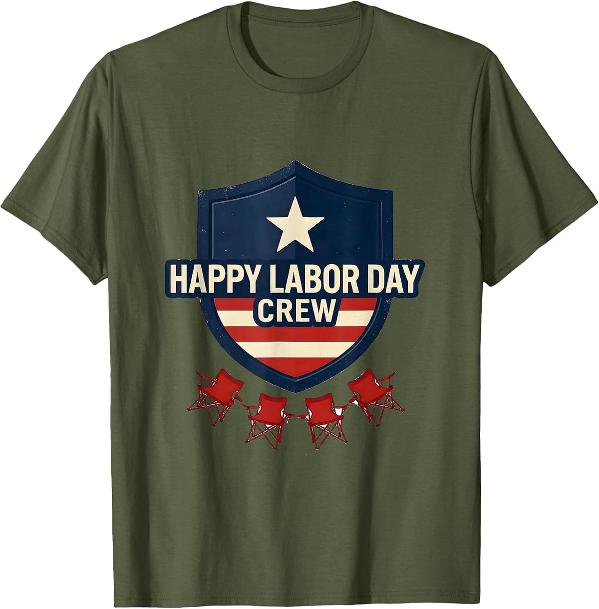 Happy Labor Day Crew Patriotic Americana Labor Day Gift T-Shirt - Olive Green