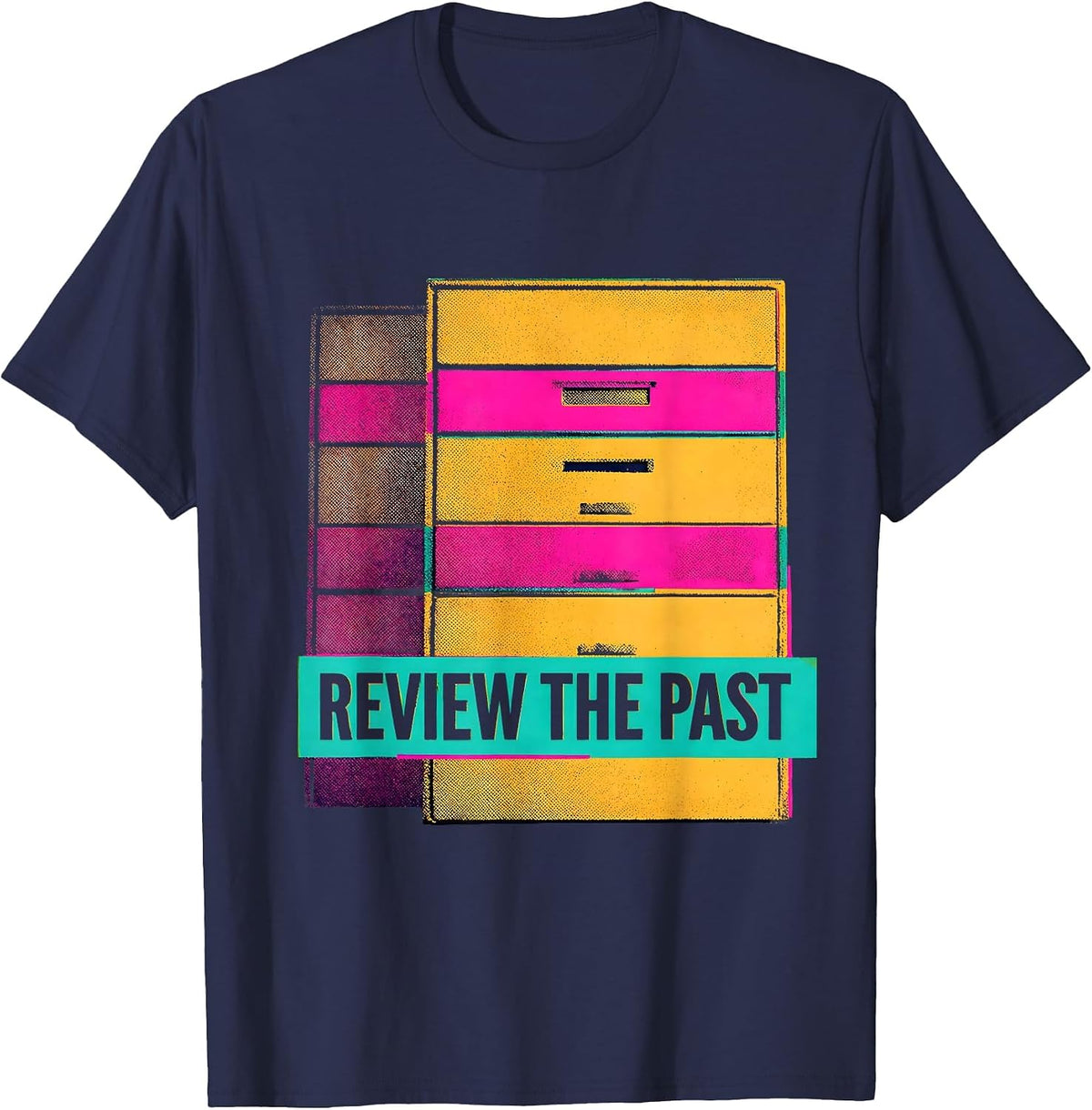 Men's Review The Past Funny History Teacher Witty Subject Pride T-Shirt - Navy Blue