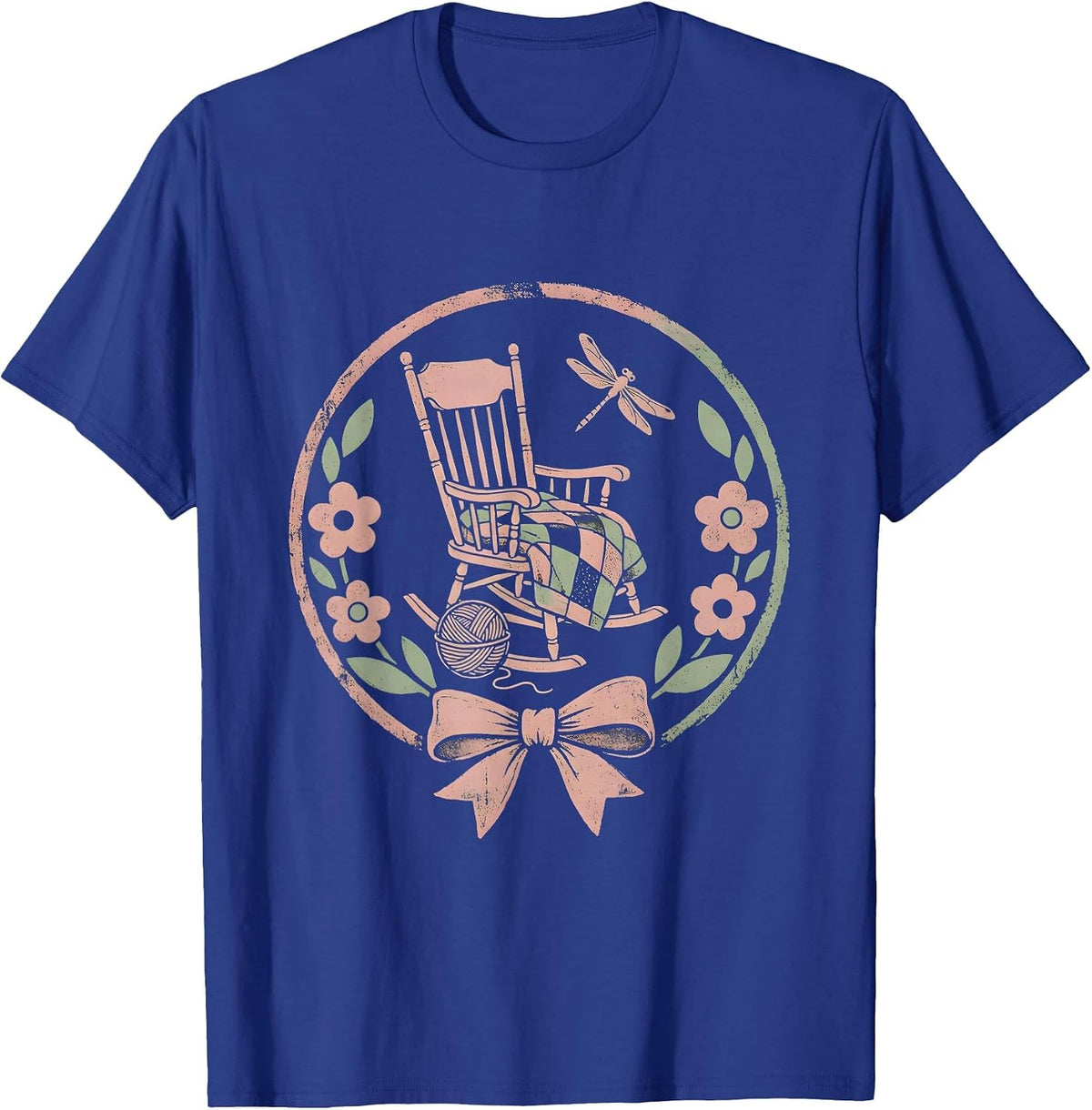 Men's Cozy Rocking Chair Knitting Mama Graphic T-Shirt - Royal Blue