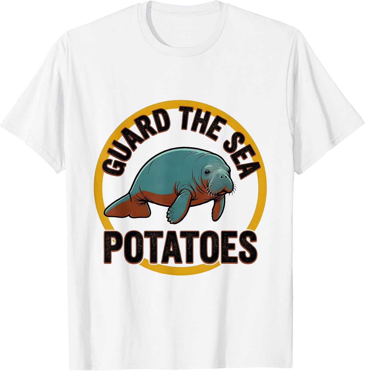 Men's Guard The Sea Potatoes Vintage Funny Manatee Sea Cow Lover T-Shirt - White