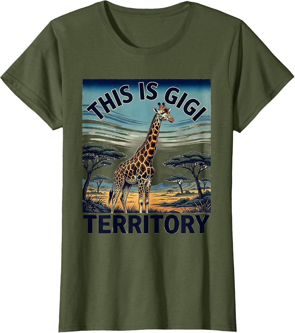 Women's This Is Gigi Territory Proud Grandma Design T-Shirt - Olive Green