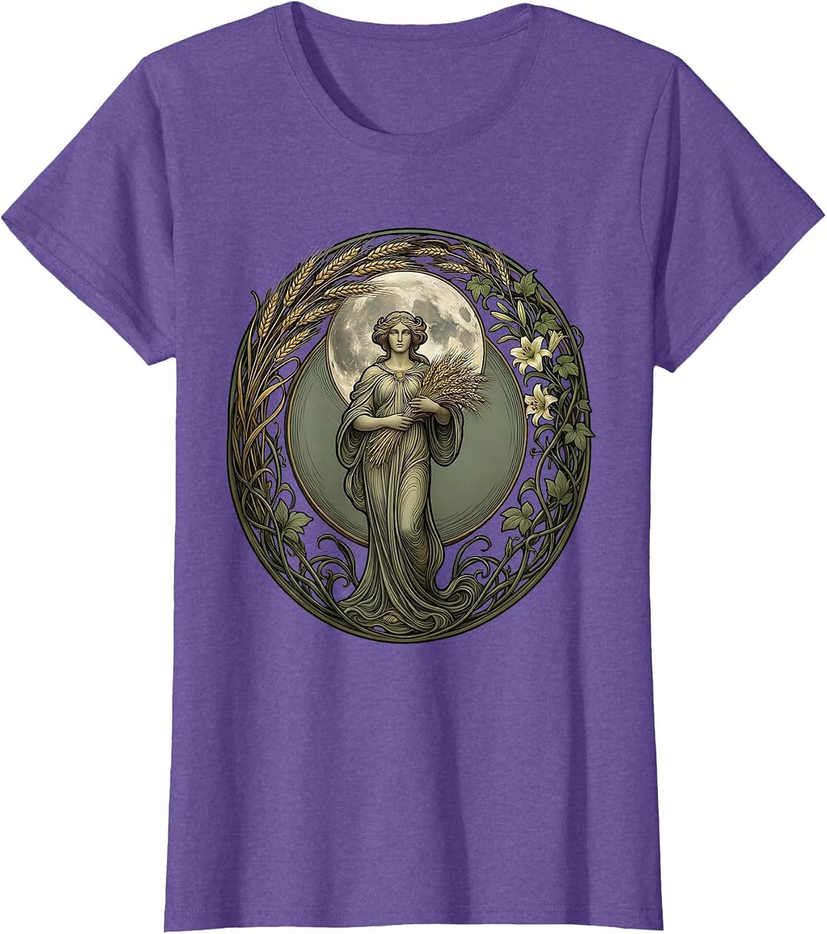 Virgo Harvest Moon Robed Figure Astrology T-Shirt - Purple Heather