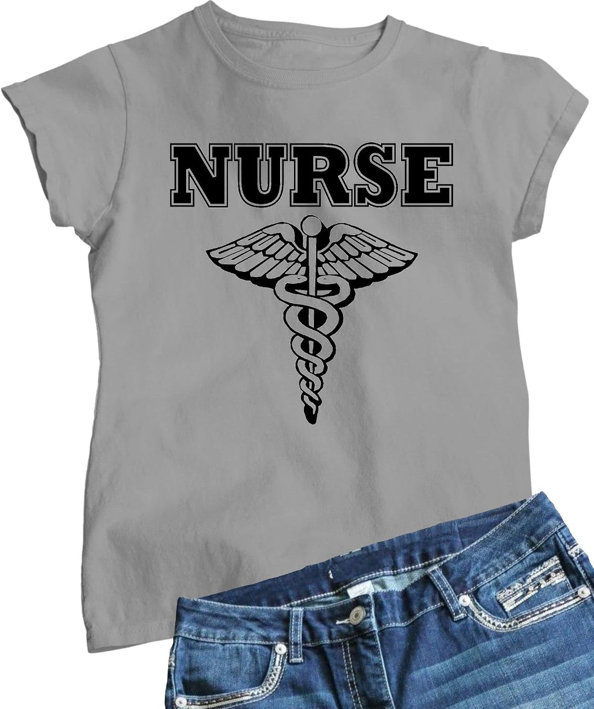 Go All Out Womens Nurse Logo Deluxe Soft T-Shirt - Athletic Heather