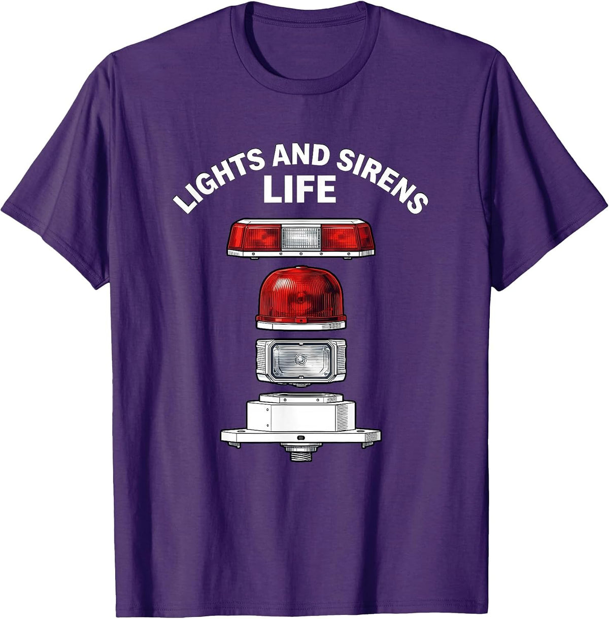 Lights and Sirens Life EMT Graphic Design T-Shirt - Purple