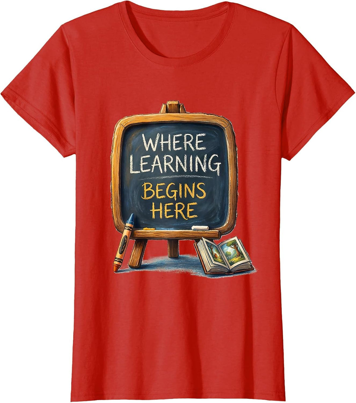 Where Learning Begins Here Kindergarten Teacher T-Shirt - Red