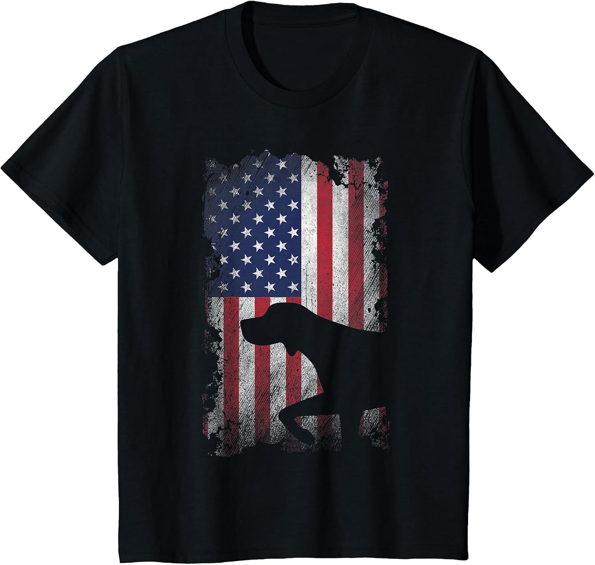 Patriotic German Shorthaired Pointer American Flag GSP Dog T-Shirt - Black