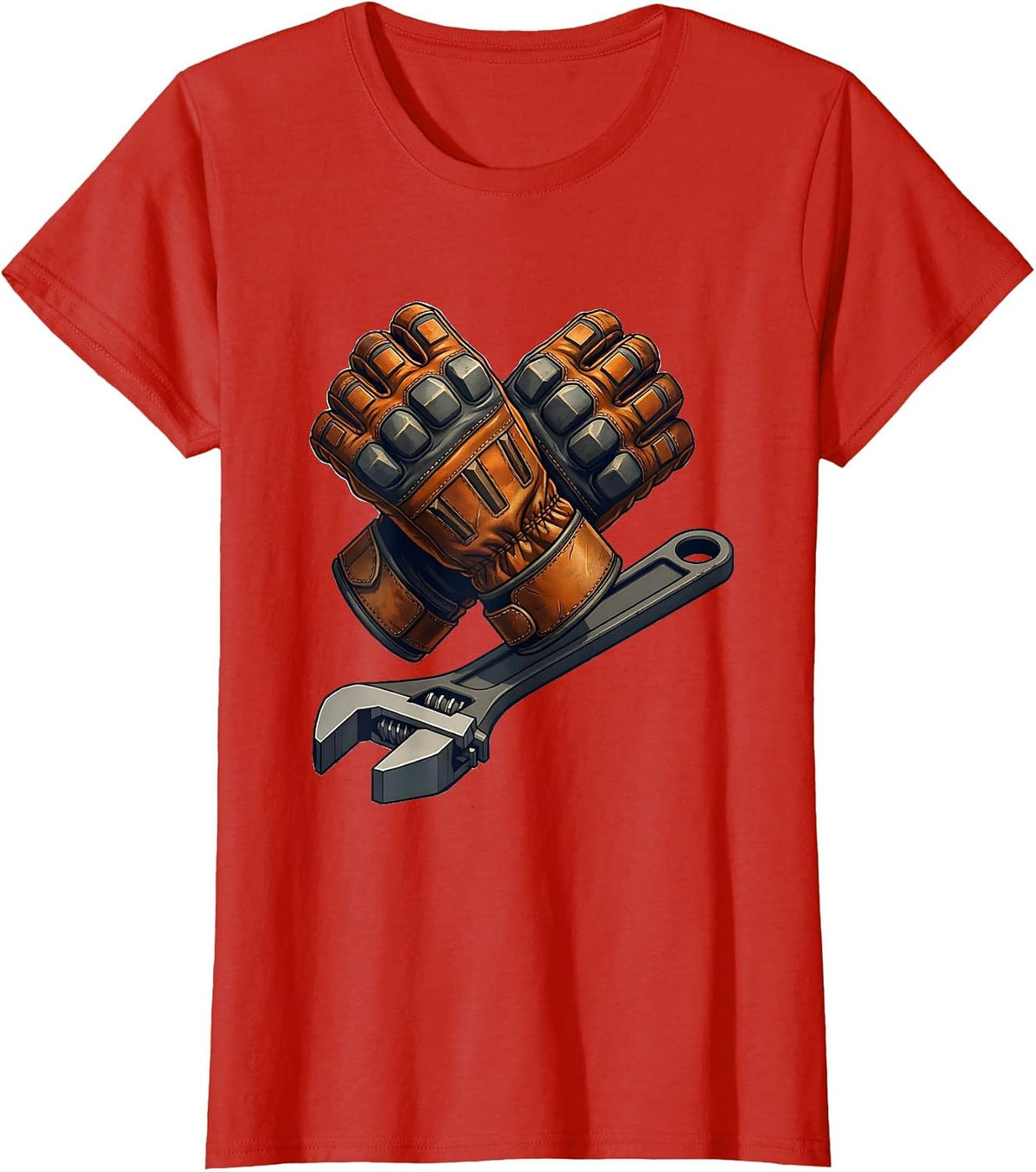 Women's Pit Crew Racing Gloves and Lug Wrench Graphic T-Shirt - Red