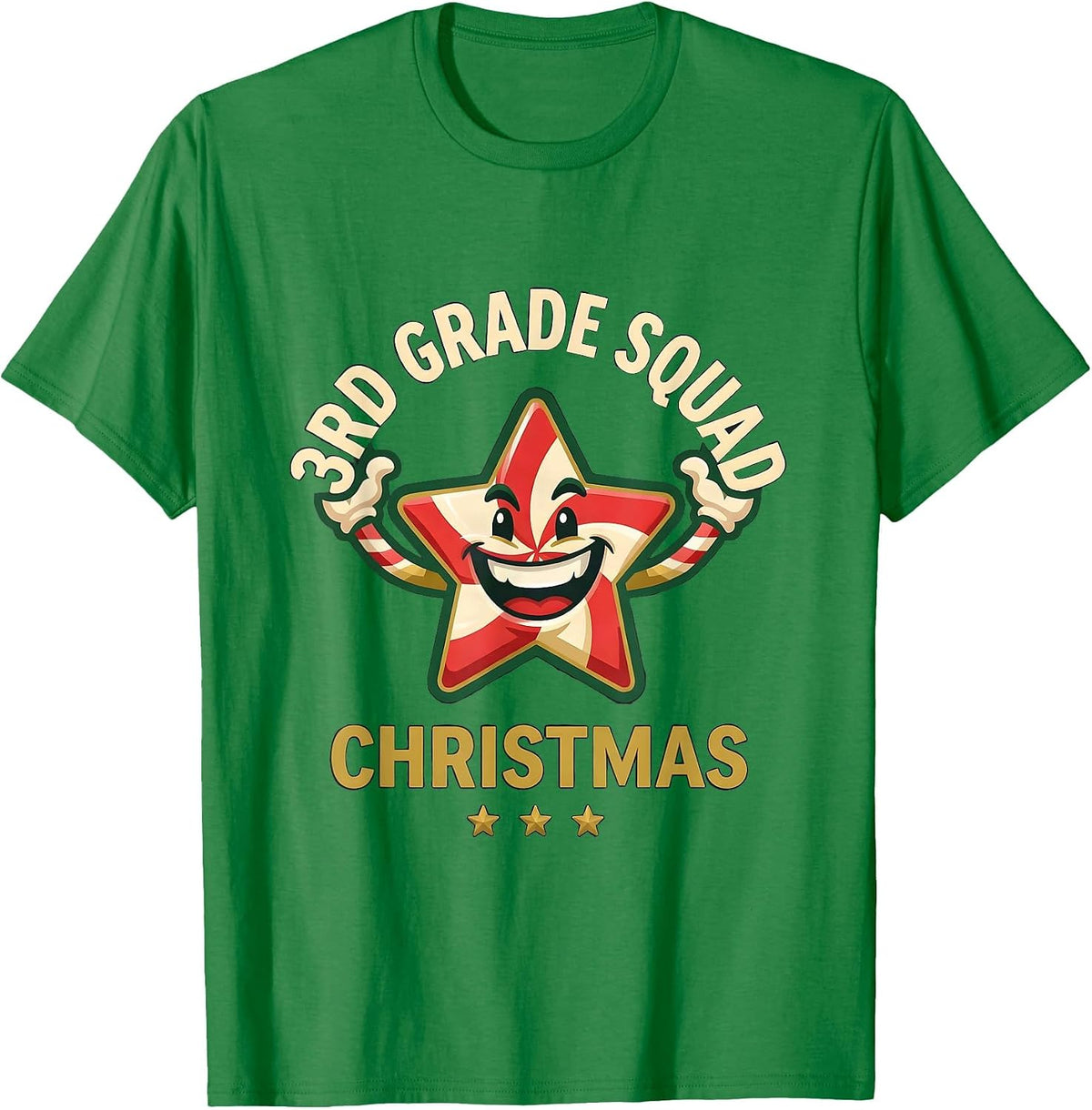 Men's 3rd Grade Squad Christmas Teacher Humor Christmas Party T-Shirt - Kelly Green