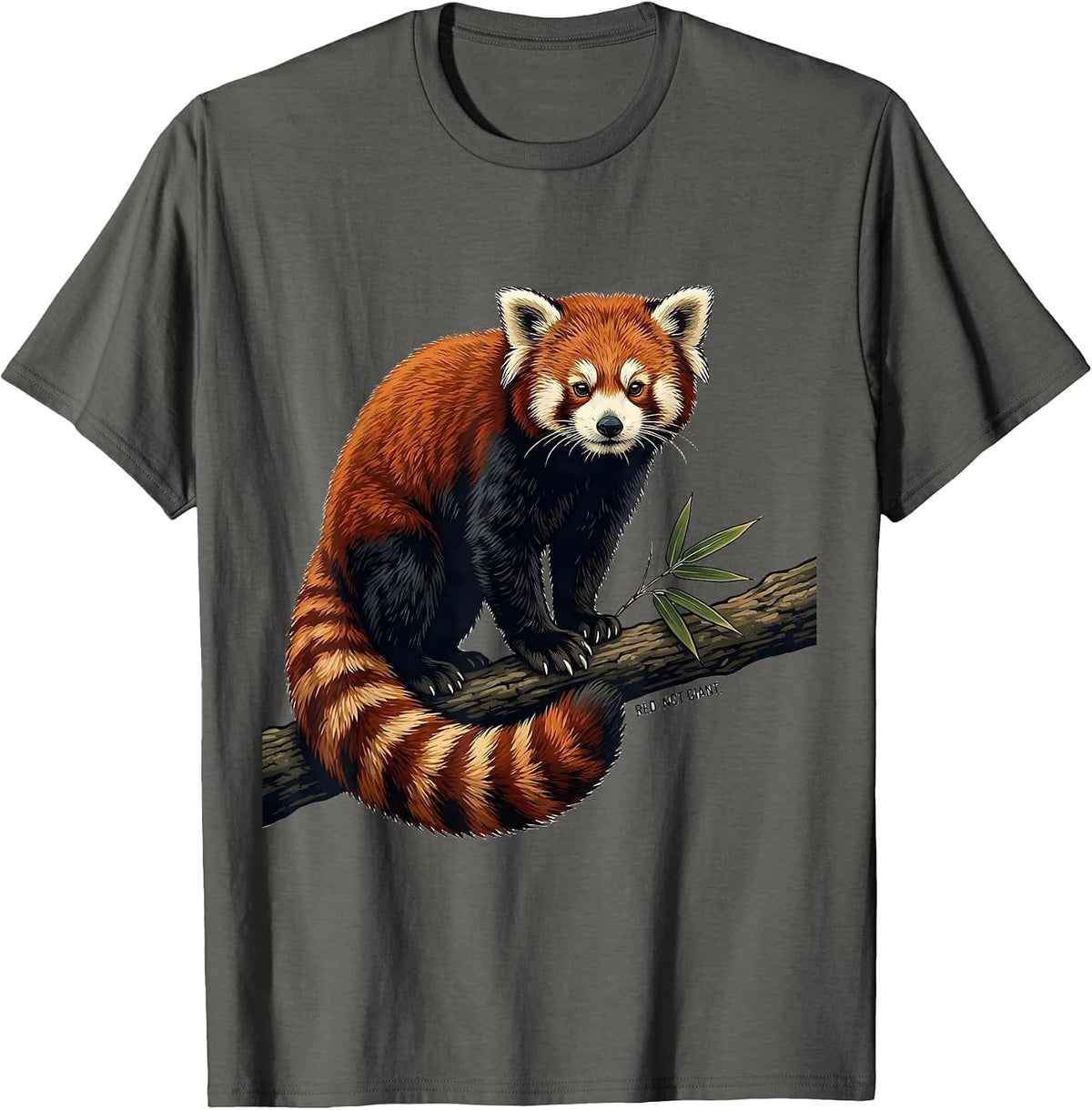 Men's Red Not Giant Funny Red Panda Lover Cute Animal Illustration T-Shirt - Asphalt Grey