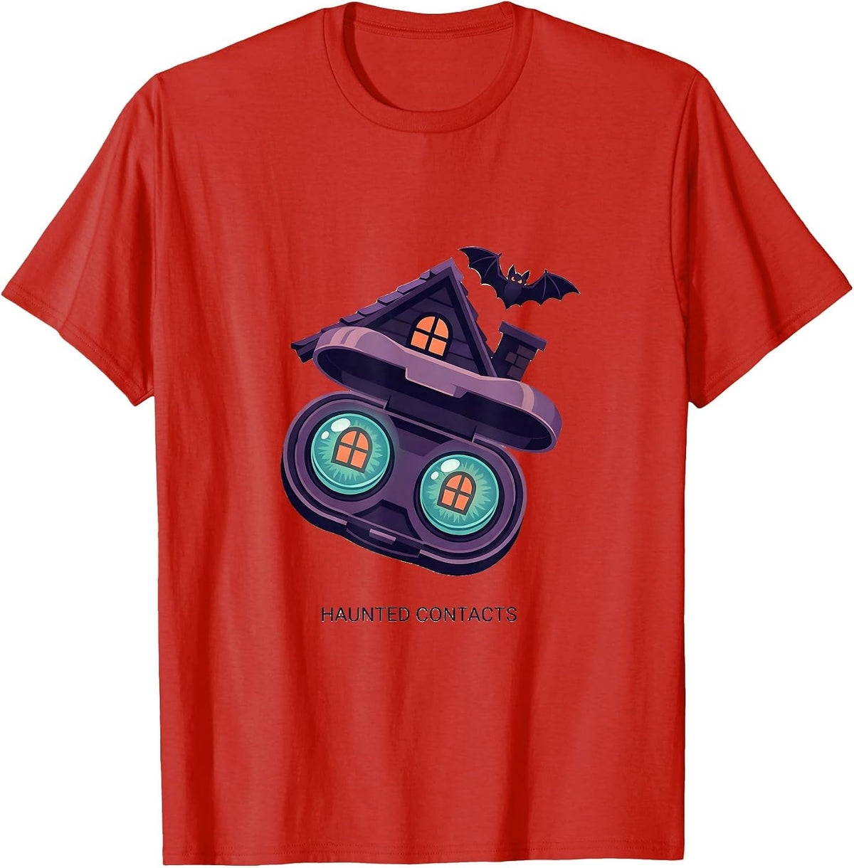 Men's Haunted Contacts Funny Optometrist Eye Doctor Halloween T-Shirt - Red