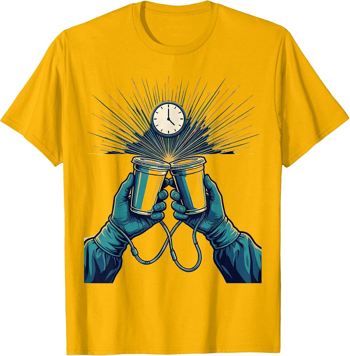 Specimen Cup Nurse Crew New Years Eve Party Humor T-Shirt - Golden Yellow