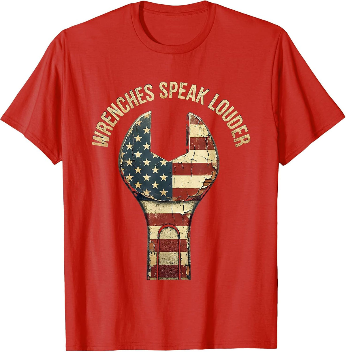 Men's Wrenches Speak Louder Pit Crew Racing Design T-Shirt - Red