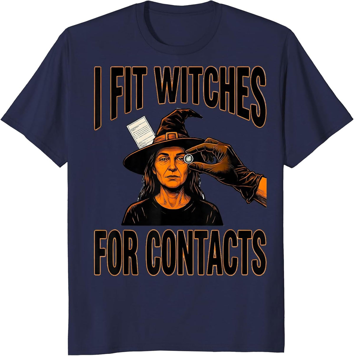 Men's I Fit Witches For Contacts Funny Optometrist Halloween Eye T-Shirt - Navy Blue