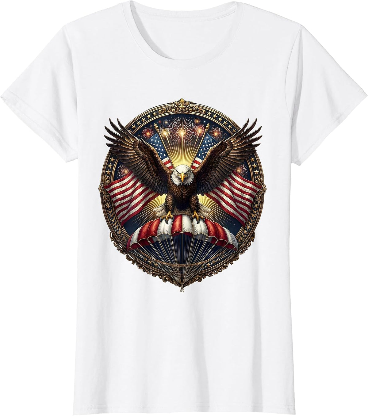 Parachutist Golden Sunrise Sky Freedom Design T-Shirt - White