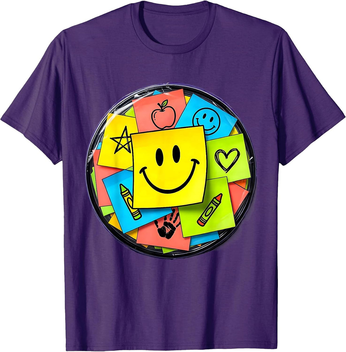 Preschool Teacher Sticky Notes Classroom Wall T-Shirt - Purple