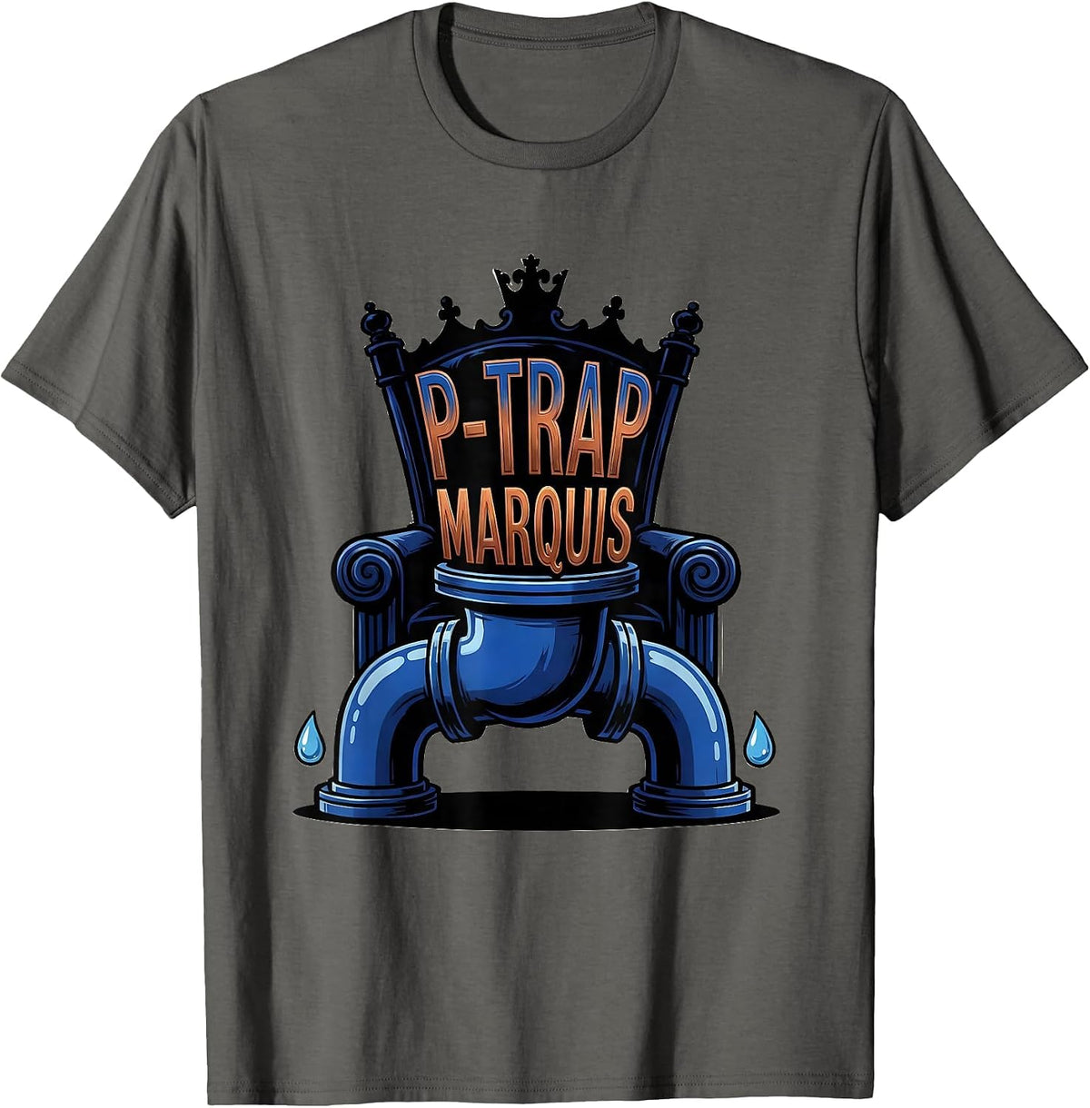 Men's P-Trap Marquis Funny Plumber Pipefitter Steamfitter Gift T-Shirt - Asphalt Grey