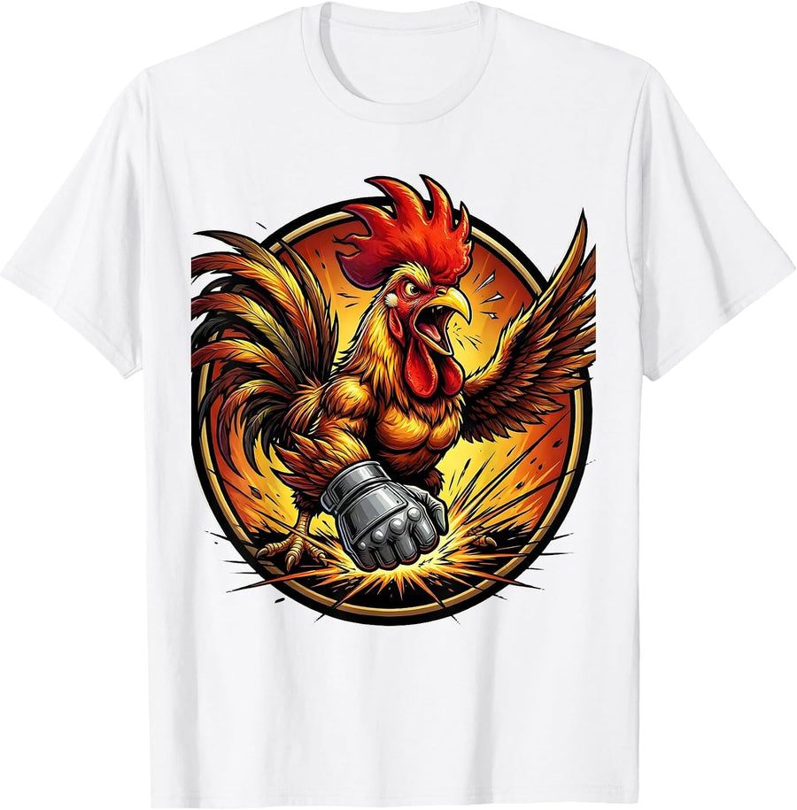 Men's Rooster Gauntlet Challenge Graphic Tee T-Shirt - White