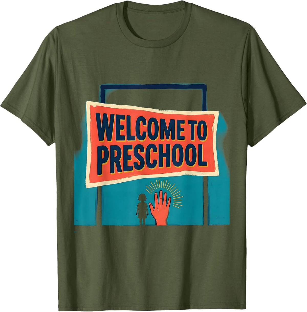 Welcome To Preschool Playful Teacher Appreciation Back T-Shirt - Olive Green