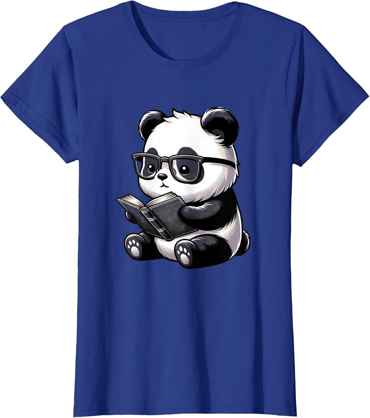 Panda Reading Book Kawaii Bookworm Librarian T-Shirt - Royal Blue