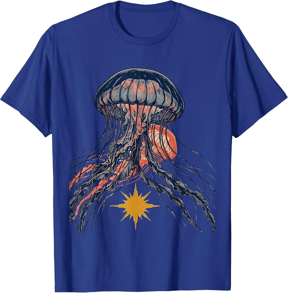 Jellyfish Sign Painter Ocean Creature Novelty T-Shirt - Royal Blue