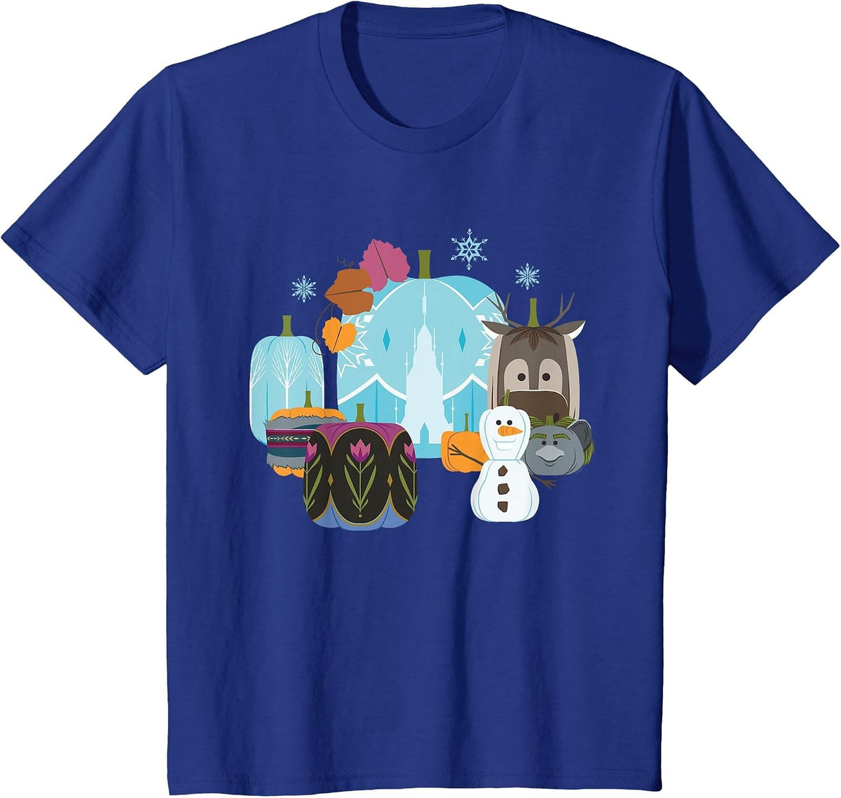 Disney Princess Frozen Pumpkins Autumn Harvest Fall Palace T-Shirt - Royal Blue