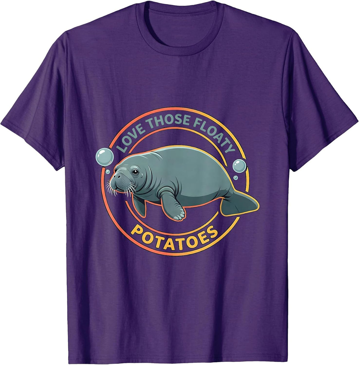 Men's Love Those Floaty Potatoes Funny Manatee Sea Cow Gift T-Shirt - Purple