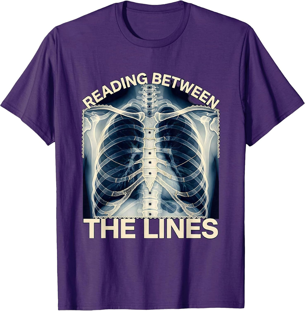Reading Between the Lines Radiology Design T-Shirt - Purple