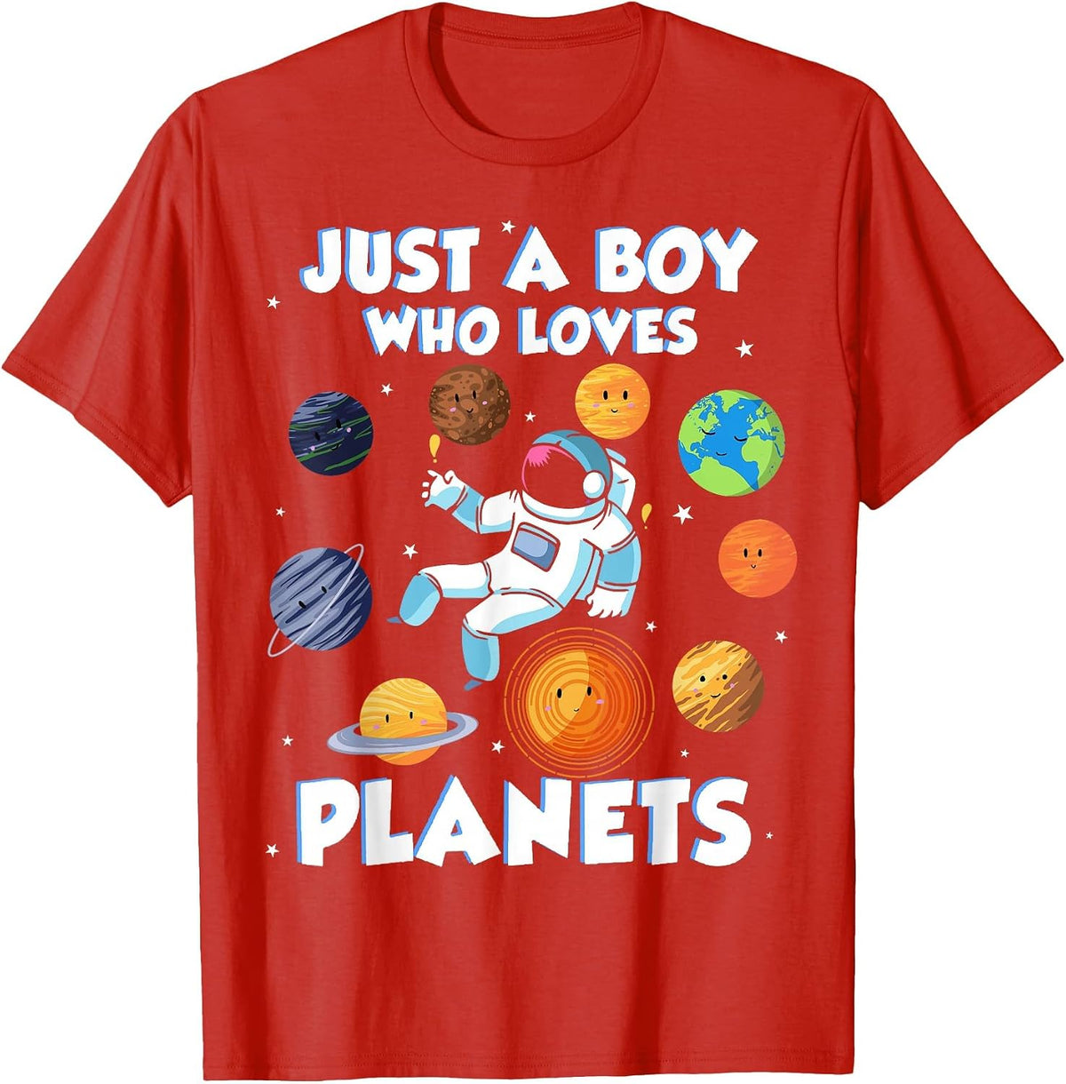 Just a boy who Loves Planets Astrology Science Solarsystem T-Shirt - Red