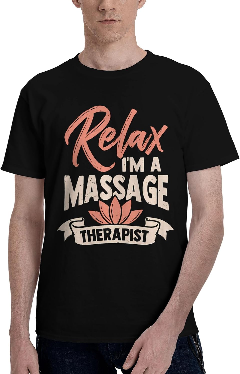 Men's T-Shirt,Massage Therapist Relax,Minimalist Graphic Print Soft Jersey Summer Tee - As Pictured