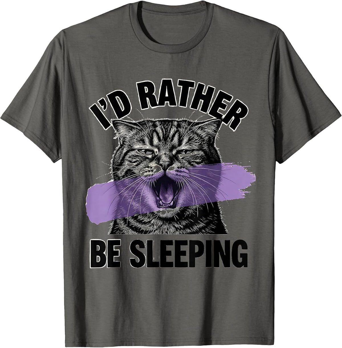 Men's I'd Rather Be Sleeping Funny Tired Humor Design T-Shirt - Asphalt Grey