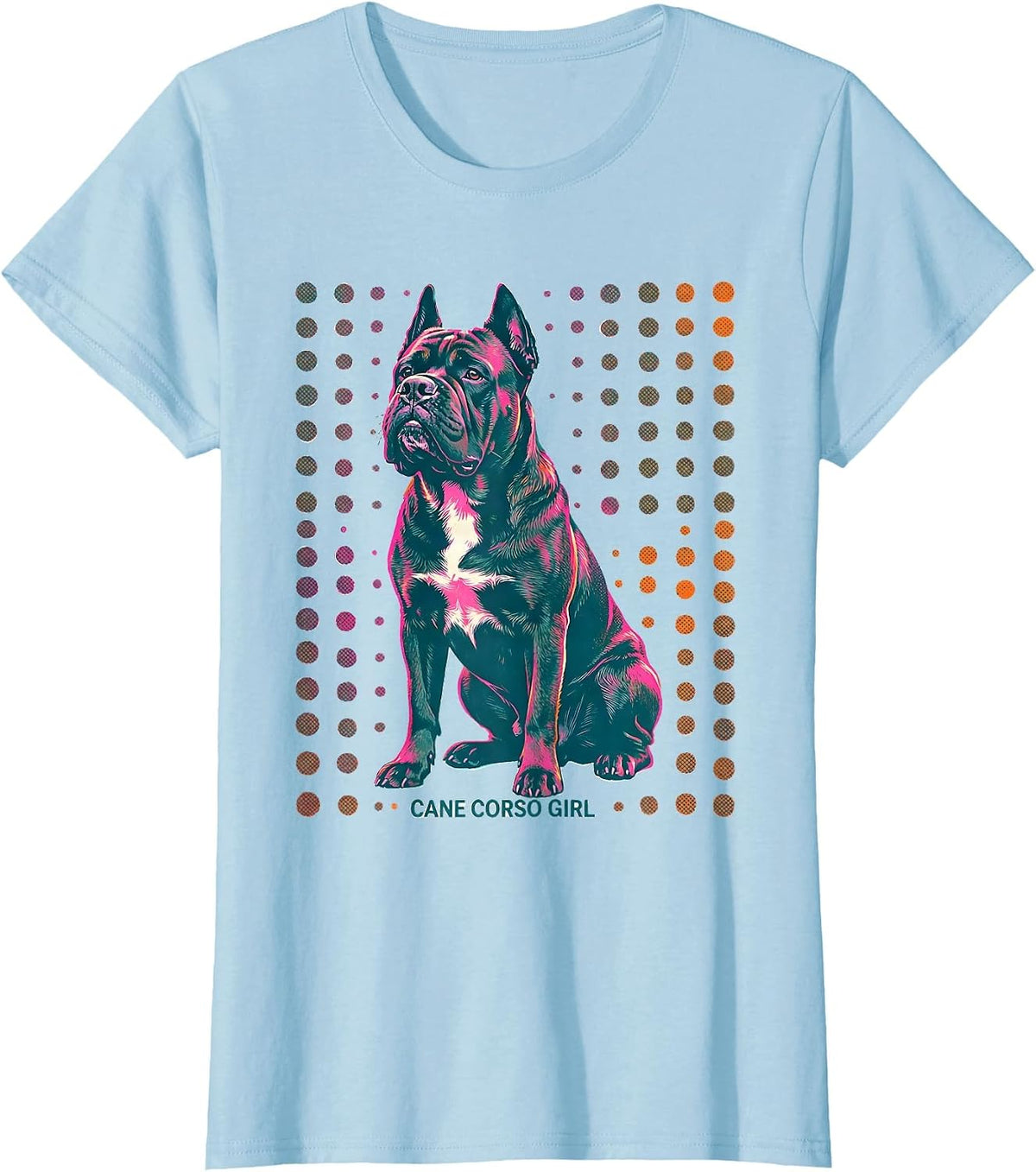 Cane Corso Girl Risograph Italian Mastiff Dog Lover Humor T-Shirt - Baby Blue