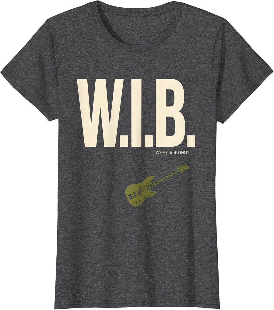 Women's W.I.B. Funny Fishing Humor Bass Angler Gift for Boys T-Shirt - Dark Heather Grey
