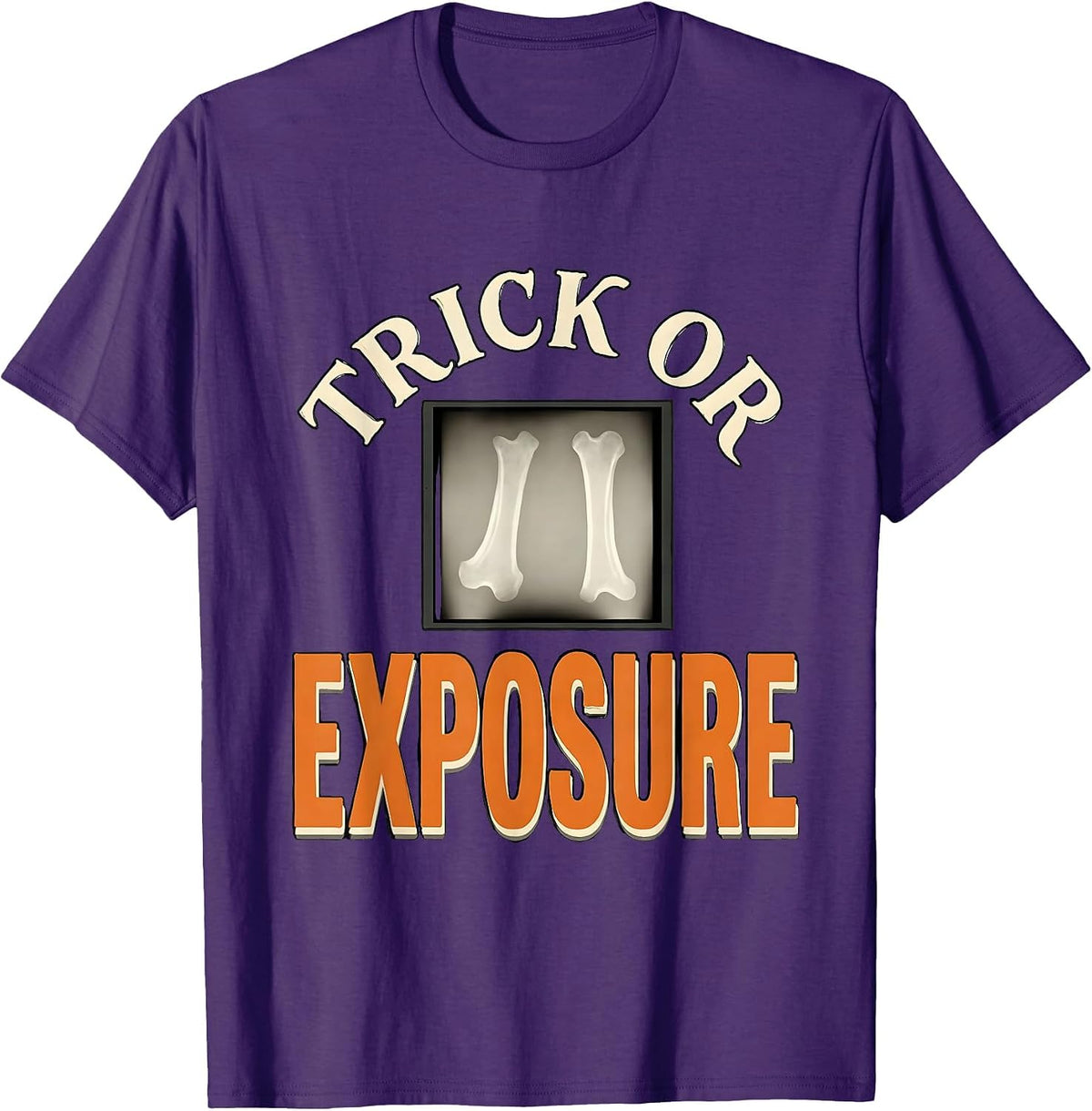 Men's Trick Or Exposure Radiology Tech Halloween Workplace Humor T-Shirt - Purple