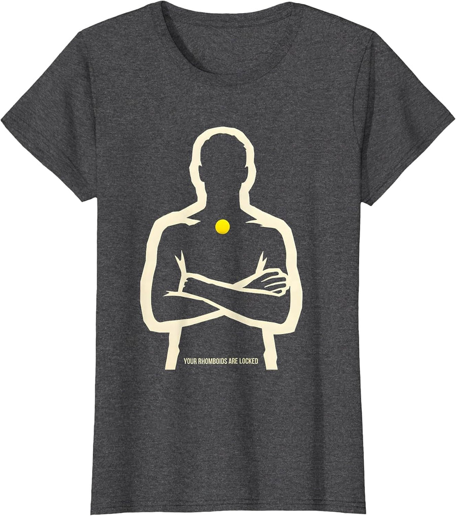 Women's Your Rhomboids Are Locked Funny Massage Therapist LMT Humor T-Shirt - Dark Heather Grey