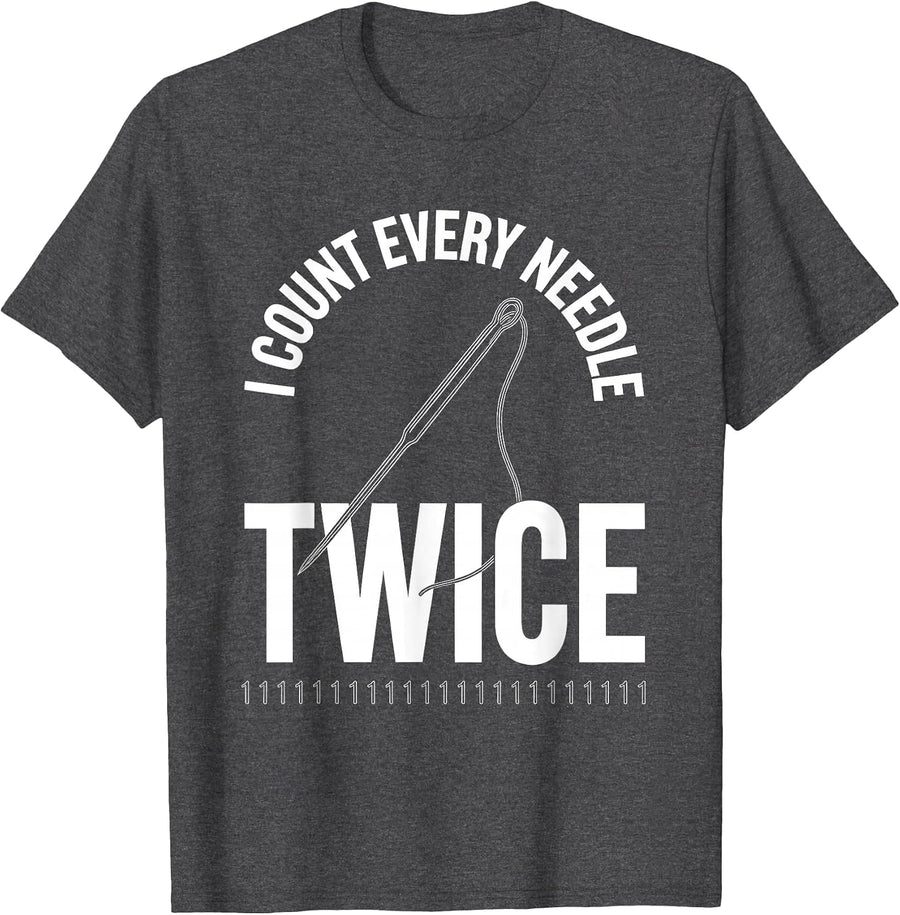 Men's I Count Every Needle Twice Funny Surgical Tech Humor T-Shirt - Dark Heather Grey