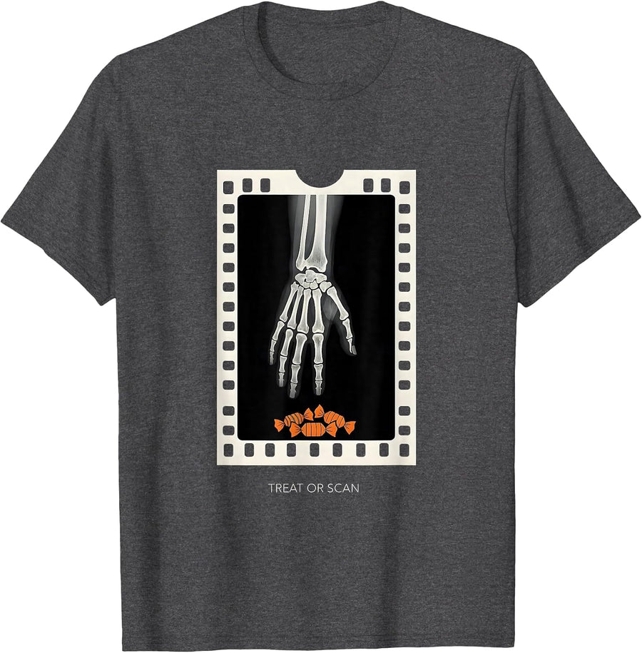 Men's Treat Or Scan Funny Radiology Tech Halloween Humor T-Shirt - Dark Heather Grey