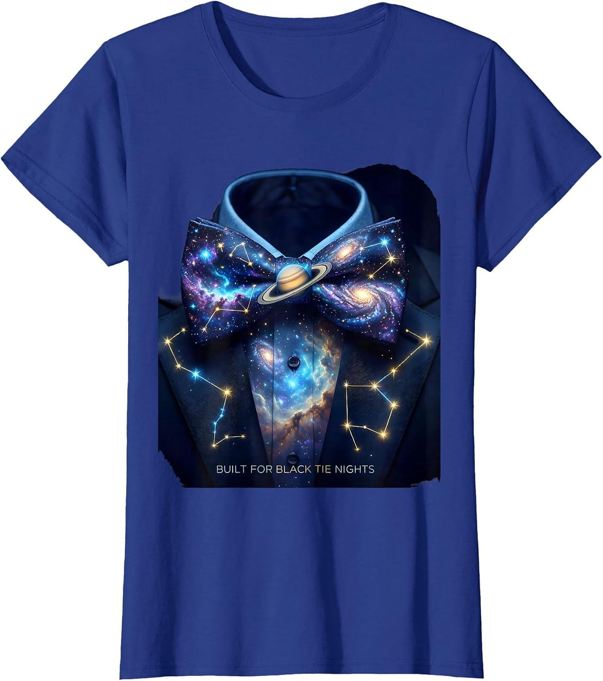 Women's Built for Black Tie Nights Tuxedo Graphic T-Shirt - Royal Blue