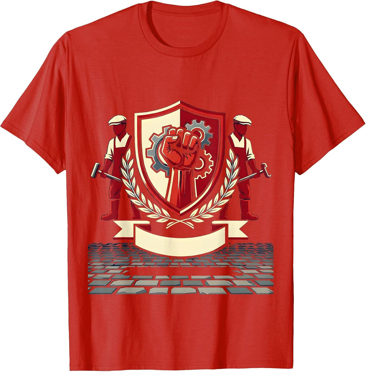 Labor Day Union Workers Historical March Graphic T-Shirt - Red