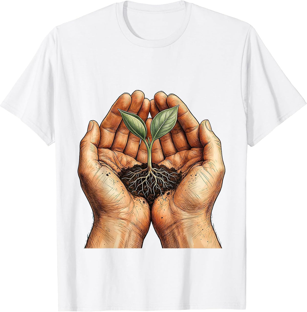 Men's Paraprofessional Helping Hands Seedling Growth T-Shirt - White