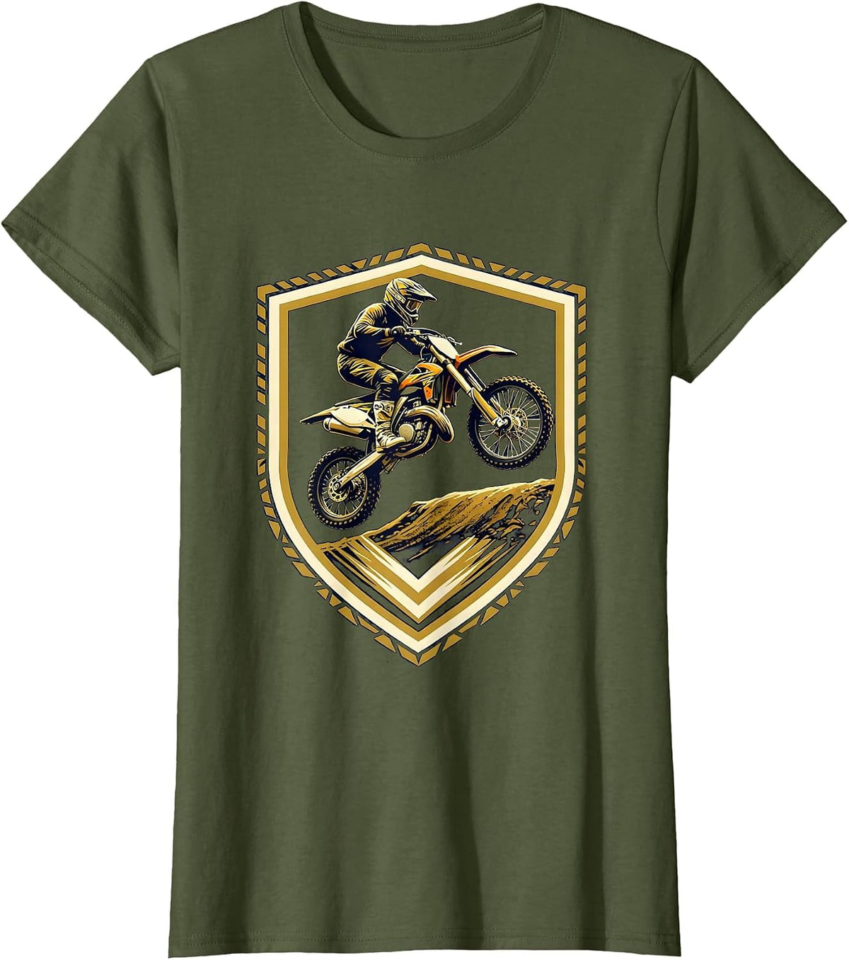 Women's 8th Birthday Dirt Bike Jump Kids Motocross Gift T-Shirt - Olive Green