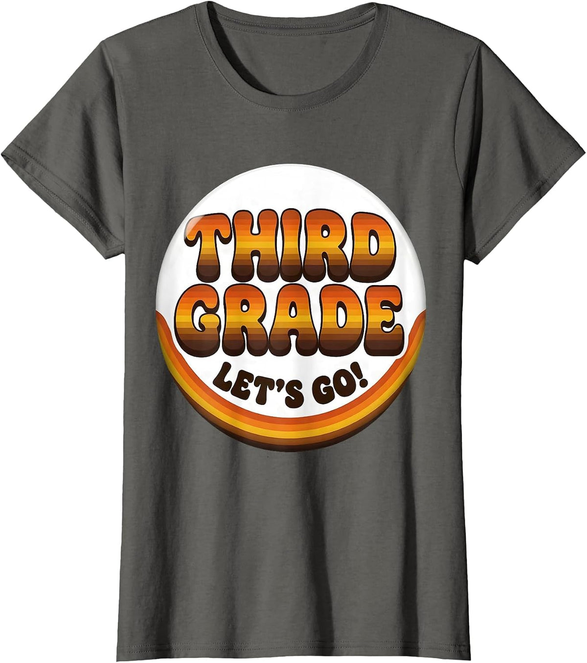 Women's Third Grade Let's Go Retro 70s Back to School Teacher T-Shirt - Asphalt Grey
