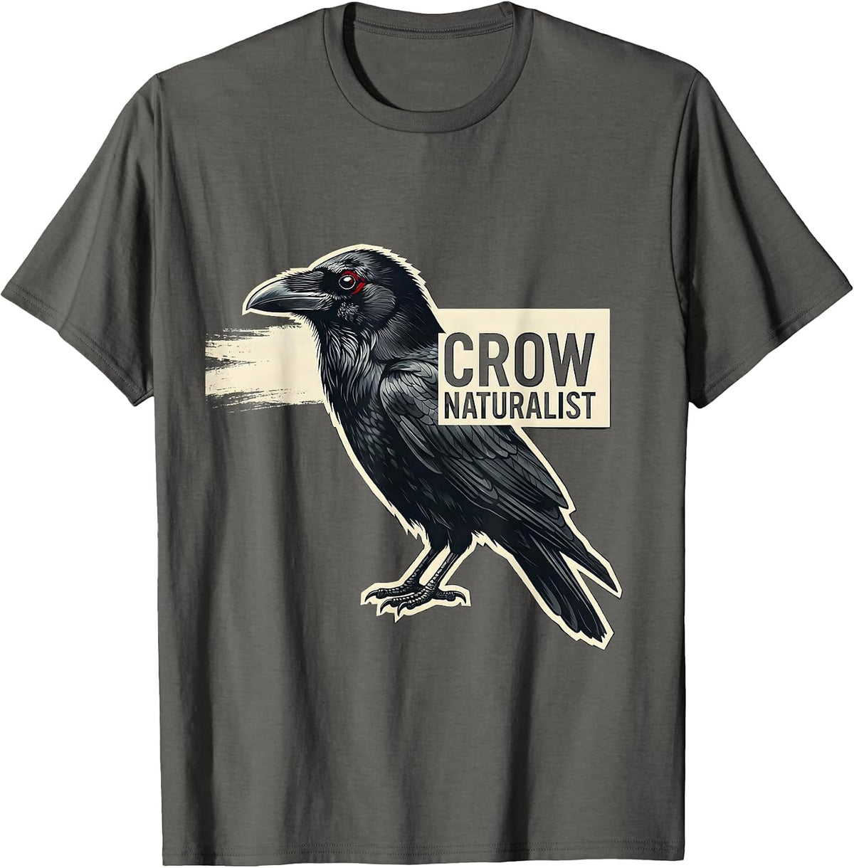 Crow Naturalist Gothic Nature Bird Lover Dark Whimsical T-Shirt - Asphalt Grey