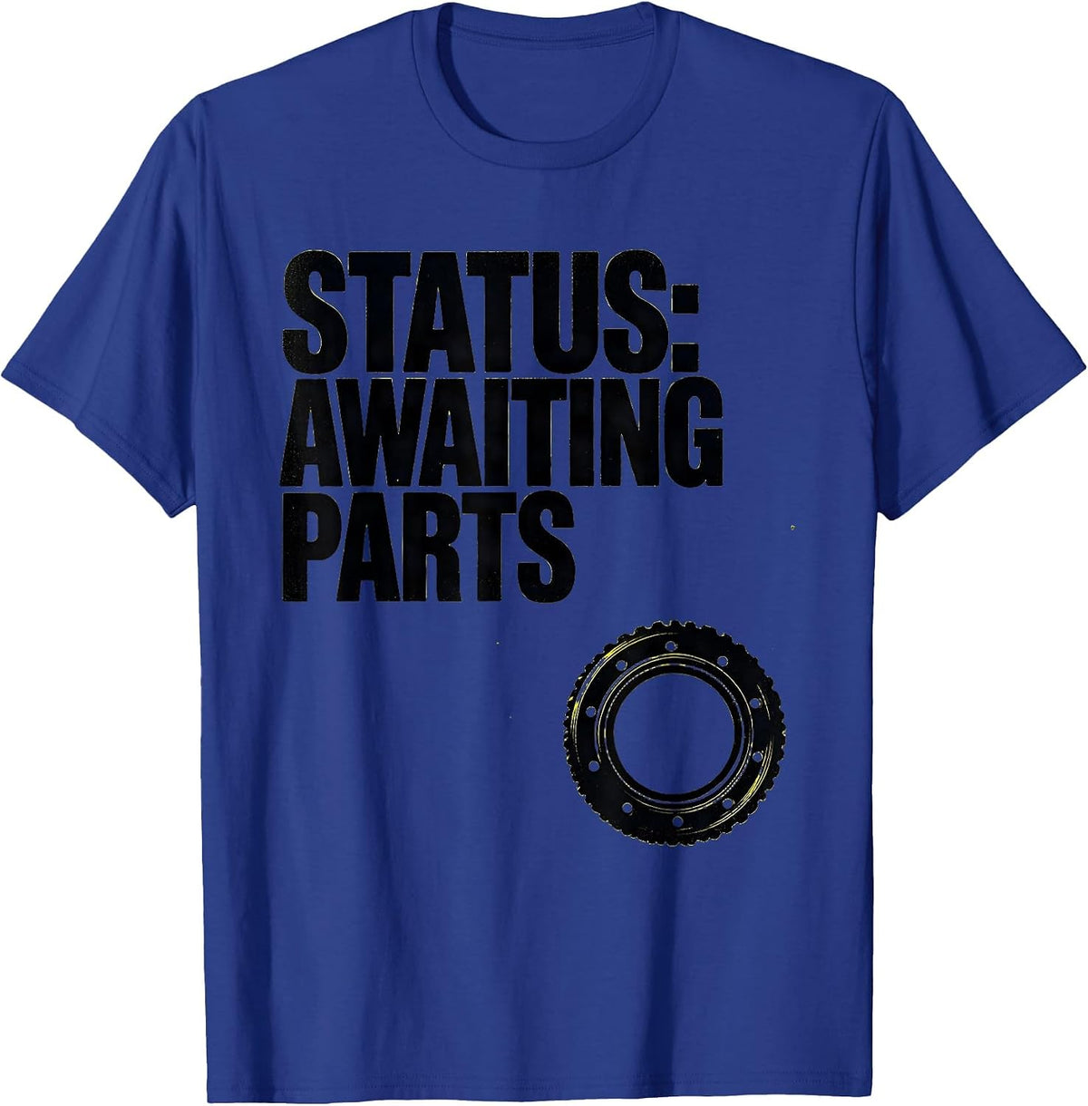 STATUS: AWAITING PARTS Funny Mechanic Skeleton Auto Repair T-Shirt - Royal Blue